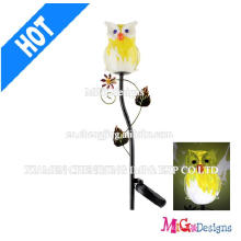 Cute Glass Owl Garden Stake com luz solar LED